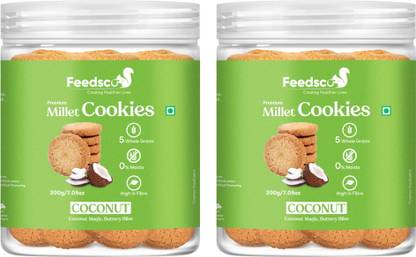 Feedsco Millet Coconut Cookies - Multigrain, Premium Healthy Snack (Each Pack 200g) Cookies Biscuit
