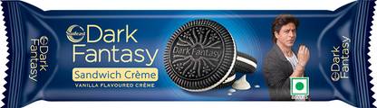 Sunfeast Dark Fantasy Vanilla Cr�me, Dark Crunchy Biscuit with Smooth Vanilla Cr�me Cream Filled Biscuit