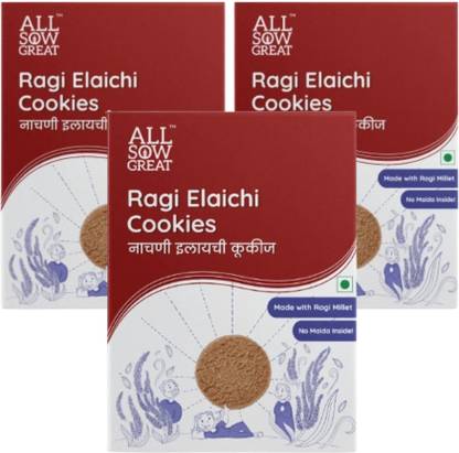 all sow great Ragi Elaichi Cookies Made with Ragi Millet Flour, Maida Free Biscuits Snacks Cookies Biscuit