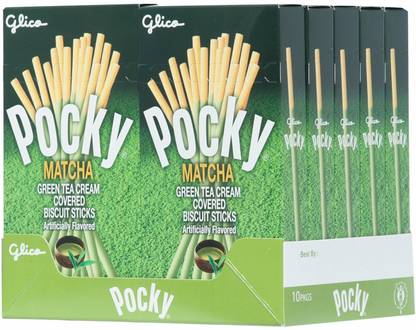 Pocky Matcha Green Tea Cream Coverd Biscuit Sticks Cream Cracker Biscuit