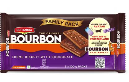 BRITANNIA The Original Bourbon | Creme biscuit with chocolate Cream Sandwich Biscuit
