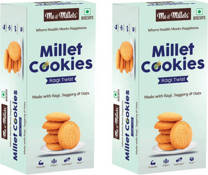 ME & MILLETS Ragi twist Cookies, Millets Biscuits, Millets Cookies - 75g (Pack of 2) Cookies Biscuit