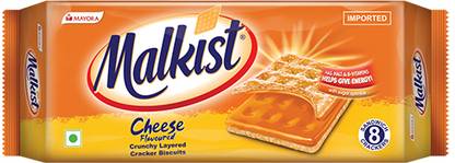 Malkist Cheese Flavoured (family pack) - 144g (Pack of 30) Cream Cracker Biscuit