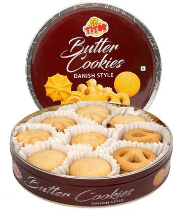 Titoo Danish Butter Cookies 340gm Tin Box – Authentic Crispy Butter Flavor Cookies Biscuit