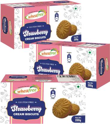 wheafree Gluten free Strawberry Cream Biscuits Pack of 3 Cream Filled Biscuit