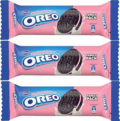 OREO Strawberry Creme Chocolate Cookies With Flavored Cream Sandwich Biscuit
