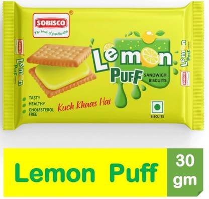 SOBISCO Lemon Puff Sandwich Cream Biscuits Cream Sandwich Biscuit
