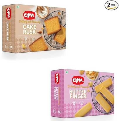 Om Sweets & Snacks Butter Finger Cookies + Cake Rusk | Finest snack Cookies Biscuit