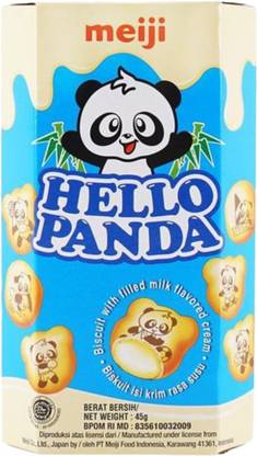 Meiji Hello Panda Fun Filled Biscuits Treats - Milk, 45 g Cream Filled Biscuit