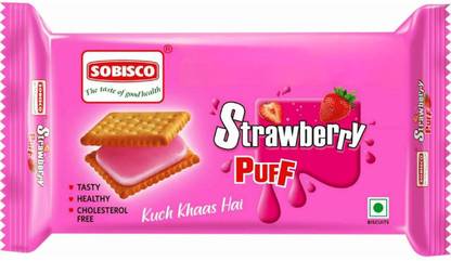 SOBISCO Strawberry Puff Sandwich Cream Biscuits Cream Sandwich Biscuit