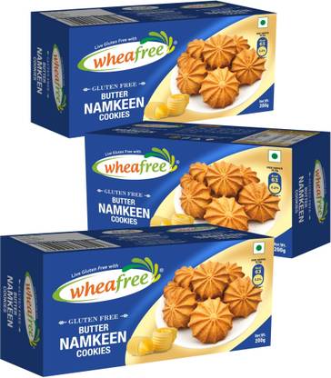 wheafree Butter Namkeen Cookies - Gluten Free - Pack of 3 (200g each) Cookies Biscuit