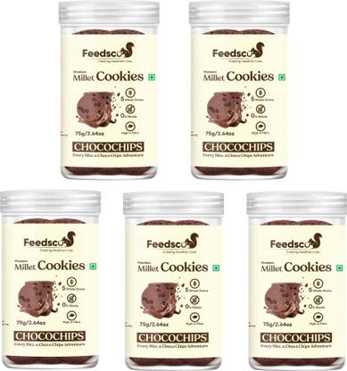 Feedsco Millet Choco Chips Cookies - Multigrain, Premium Healthy Snack (Each Pack 75g) Cookies Biscuit