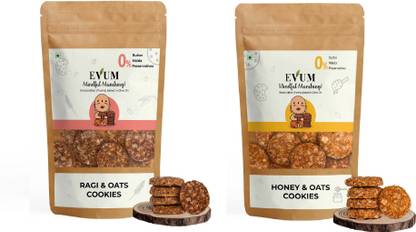 Evum Cookies Combo (Ragi-Oats & Honey Cookies) (140gm each) | Freshly Baked & Tasty Cookies Biscuit