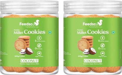 Feedsco Millet Coconut Cookies - Multigrain, Premium Healthy Snack (Each Pack 200g) Cookies Biscuit