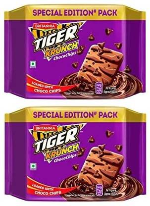 BRITANNIA Tiger Krunch Chocochips Biscuits Combo Plain Biscuit