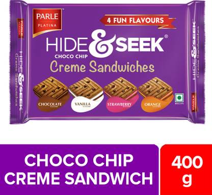 PARLE Hide and Seek Choco Chip Creme Sandwiches Cookies Biscuit