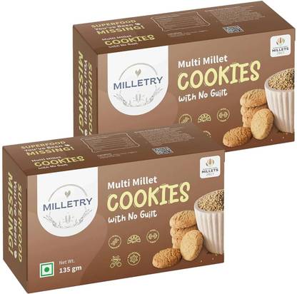 MILLETRY Millet & Jaggery Cookies | Foxtail, Pearl, Ragi, Kodo & Jaggery | High Protein Cookies Biscuit