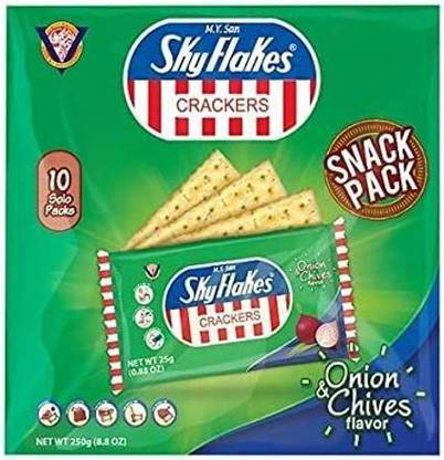 Skyflakes Onion and Chives Flavour Crackers, 10 X 25g Cream Cracker Biscuit