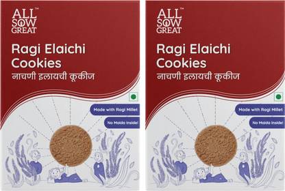 all sow great Ragi Elaichi Cookies Made with Ragi Millet Flour, Maida Free Biscuits Snacks Cookies Biscuit