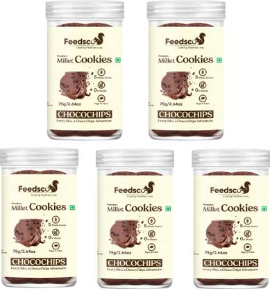 Feedsco Millet Choco Chips Cookies - Multigrain, Premium Healthy Snack (Each Pack 75g) Cookies Biscuit
