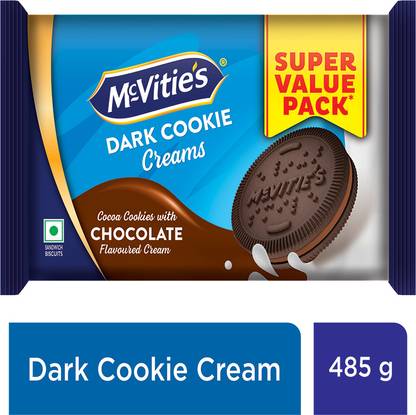 McVitie's Dark Cookie Cream Biscuit with Goodness of Cocoa and Chocolate flavoured cream, Cream Cracker Biscuit