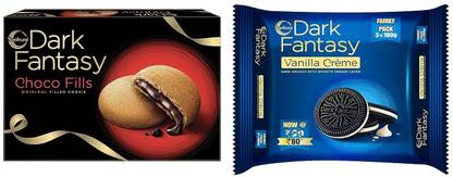 Sunfeast Dark Fantasy Choco Fills 300g & Dark Fantasy Biscuit Smooth Vanilla Crème 3001 Cream Filled Biscuit