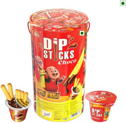 HUGS Dip Sticks - Chocolate Dip and Biscuit Sticks | Chocolate Snacks (60 pcs) Cream Cracker Biscuit