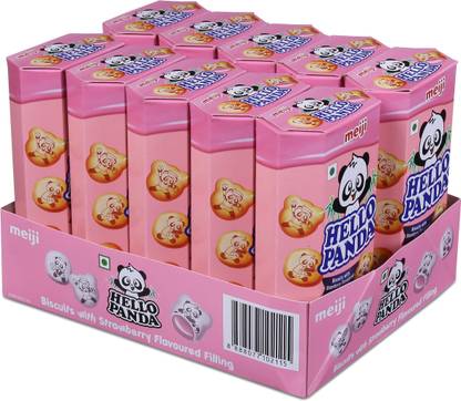 Hello Panda Biscuits with Strawberry Cream Filled Biscuit