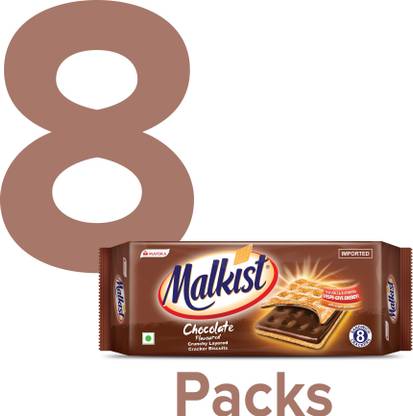 Malkist Chocolate Flavoured (family pack) - 144g (Pack of 8) Cream Cracker Biscuit