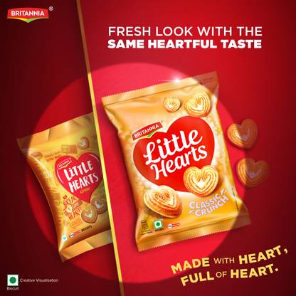BRITANNIA Little Hearts Classic Sugar Sprinkled Heart Shaped Biscotti Biscuit