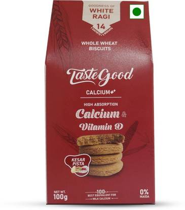 Taste Good Calcium Biscuits for Strong Bones in flavour of Kesar Pista and Vanilla. Digestive Biscuit