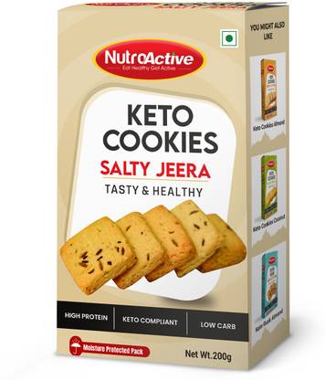 NUTROACTIVE Keto Jeera Cookies Salted Low Carb Zero Sugar Cookies Biscuit