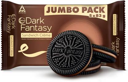 Sunfeast Dark Fantasy Creme, Made With Real Chocolate Cookies Biscuit