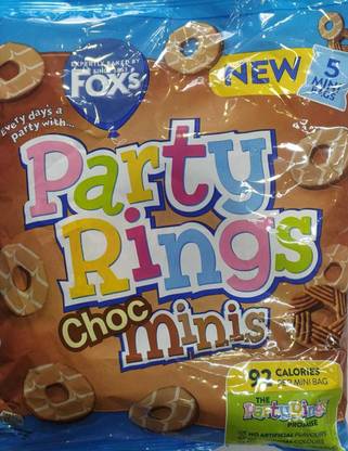 FOX'S PARTY RINGS CHOC MINIS BISCUITS COATED WITH CHOCOLATE PACK OF 5 (5 X 21G) Cookies Biscuit
