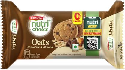 BRITANNIA Nutrichoice Oats Chocolate & Almond Cookies Biscuit