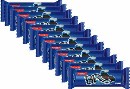 BAKEMATE Bro Cookie Biscuit Vanilla Flavoured Biscuit Family Pack (100g X 12Pc) Cream Sandwich Biscuit