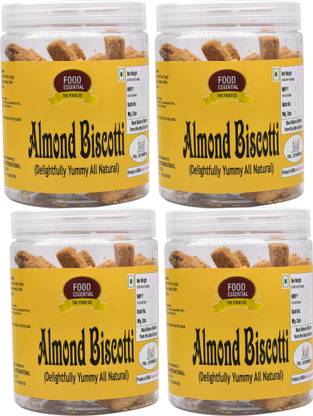 FOOD ESSENTIAL Delicious Almond Biscotti 350 gm. each Pack of 4 Biscotti Biscuit