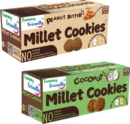 TummyFriendly Foods Ragi Millet Cookies-Coconut, Peanut. Healthy Biscuits for Kids, Babies & Adults Cookies Biscuit