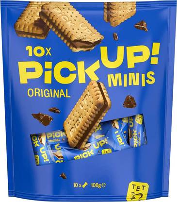 Bahlsen Pick Up Minis Original Chocolate Biscuits with Crunchy & Creamy Biscuits Plain Biscuit