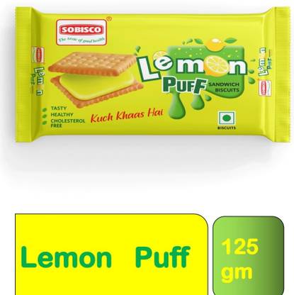SOBISCO Lemon Puff Sandwich Cream Biscuits Cream Sandwich Biscuit