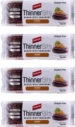 FANTASTIC Black Rice Crackers Sesame 100 g (Pack of 4) Cracker