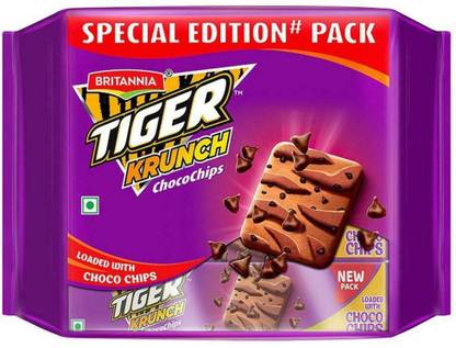 BRITANNIA Tiger Krunch Chocochips Biscuits Pack Plain Biscuit