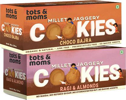 TOTS AND MOMS Millet & Jaggery Biscuits | Ragi & Almonds and Choco Bajra Cookies Biscuit