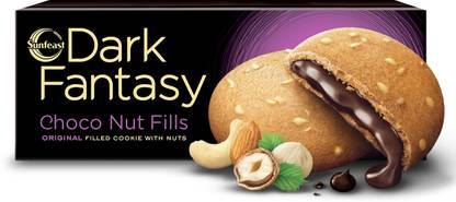 Sunfeast Dark Fantasy Choco Nut Fills, Original Filled Cookie with Nuts Cream Filled Biscuit