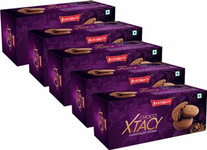 BAKEMATE Choco Xtacy- Choco Filled Cookies 300g | Cookies with Rich Chocolate Cream Pack Cookies Biscuit