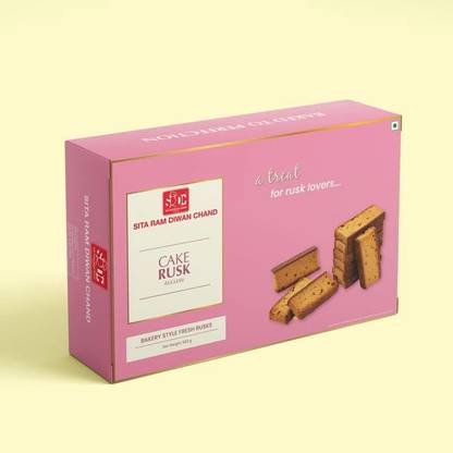 SRDC "SITA RAM DIWAN CHAND" Premium Cake Rusk– 500g, Freshly Baked Eggless Traditional Crisp Tea Rusk Slices Bakery Biscuit