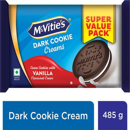 McVitie's Dark Cookie Cream Biscuits with Goodness of Vanilla & Cocoa, Cream Filled Biscuit