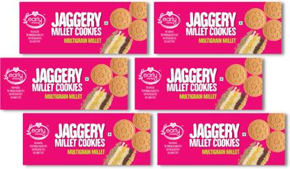 Early Foods Pack of 6 - Multigrain Millet Jaggery Cookies Multi Grain Biscuit