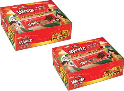GO CHOCO Weelz Crunchy Chocolate Coated Biscuit (Each Box contain 10 Packets) (Pack of 2) Cream Filled Biscuit
