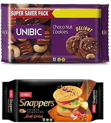 UNIBIC Snappers Potato Cracker & Choco Nut Cookies Cookies Biscuit